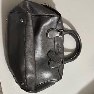 Coach Mini Bennett Satchel Metallic Gunmetal Double Handle Crossbody Like New!